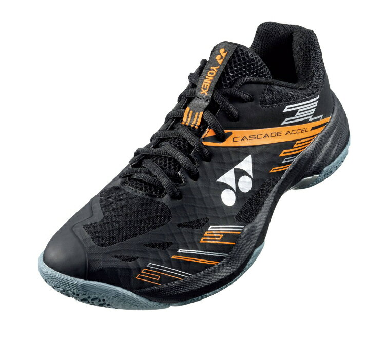 YONEX ヨネックス パワークッションカスケードアクセルワイド ブラック/オレンジ 24.5 SHBCA1W 401 | パワークッションカスケードアクセルワイド ブラックオレンジ シューズ 靴 フィット トウアシスト バドミントン 運動 練習 試合 部活 スポーツ用品 ユニセックス ロゴ