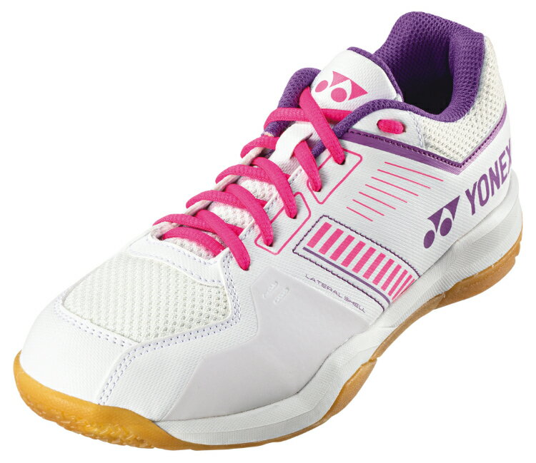 YONEX ヨネックス パワークッションストライダーフロー ホワイト/ピンク 23 SHBSF1 062 | バドミントン バド シューズ 靴 フィット性 軽量性 衝撃吸収反発素材 グリップ性 メッシュ 部活 練習 試合 大会 ゲーム 屋内 ブランド スポーツ スポーツ用品 ユニセックス