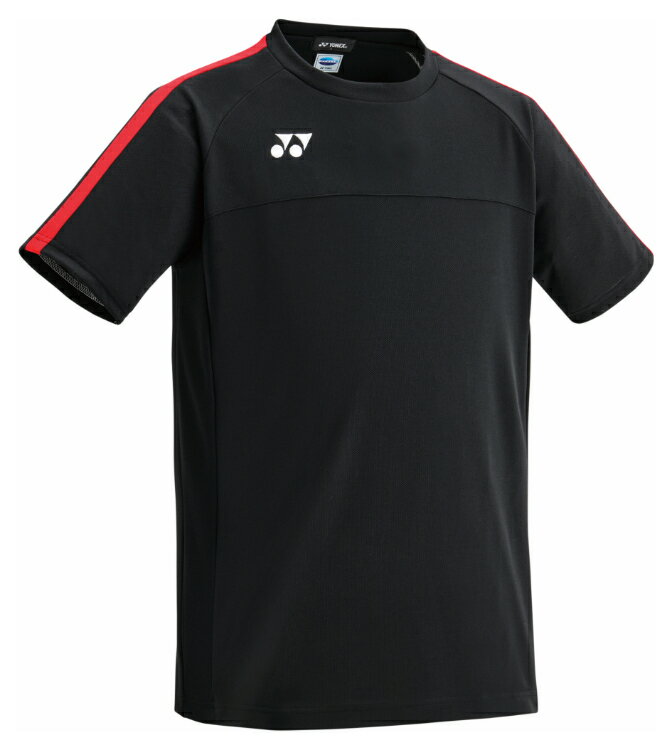 YONEX ヨネックス ユニゲームシャツ(プロスタイル) ブラック／レッド M FW1007 187 | スポーツ用品 ウエア トップス 半袖 Tシャツ サッカー ゲーム 試合 練習 トレーニング UVカット 吸汗速乾 制電 ポリエステル素材 ユニセックス ジュニア キッズ シンプル 定番