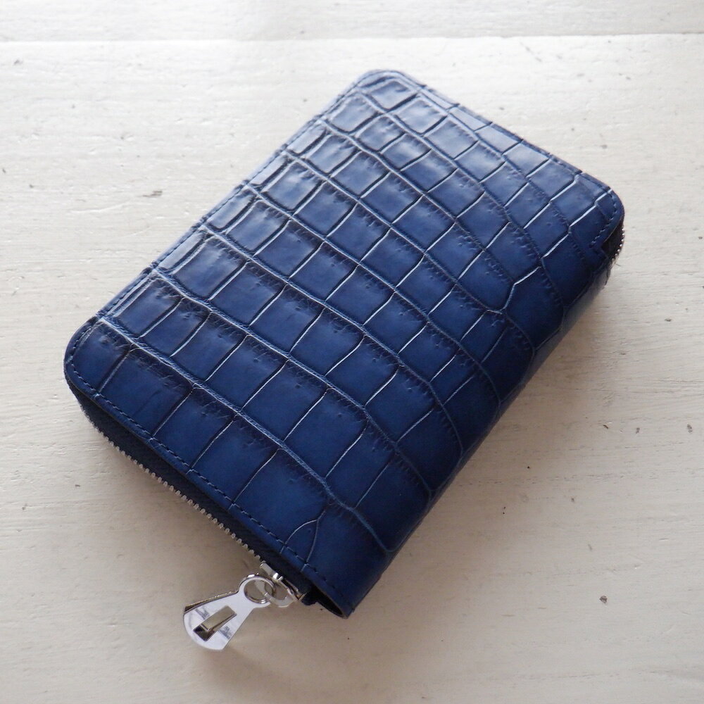 現物画像 ITTI イッチ CRISTY STUFFING MIDDLE WLT.5 croco クリスティースタッフィングミドルウォレットクロコ / 藍 柄A