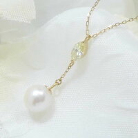 ネックレス 一粒パール あこや真珠 ダイヤモンド マーキスカット 18金 ペンダント 人気シンプルコーデ ナギサさんで人気のパールジュエリー