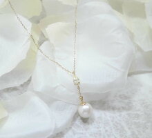 ネックレス 一粒パール あこや真珠 ダイヤモンド マーキスカット 18金 ペンダント 人気シンプルコーデ ナギサさんで人気のパールジュエリー