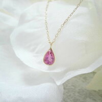 ピンクスピネル ネックレス 18金 ペアシェイプカット 一粒石 レアストーン シンプル