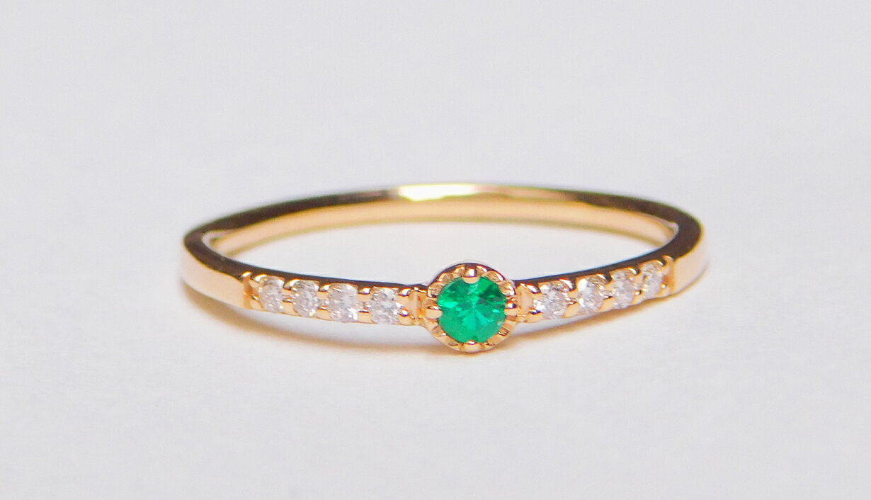 【3/4 SS最大級　全品13%OFF 20時より4時間限定】【照りあり】エメラルド ダイヤモンド リング レディース イエローゴールド ホワイトゴールド simple-isオリジナルデザイン リン ゲージ無料 送料無料