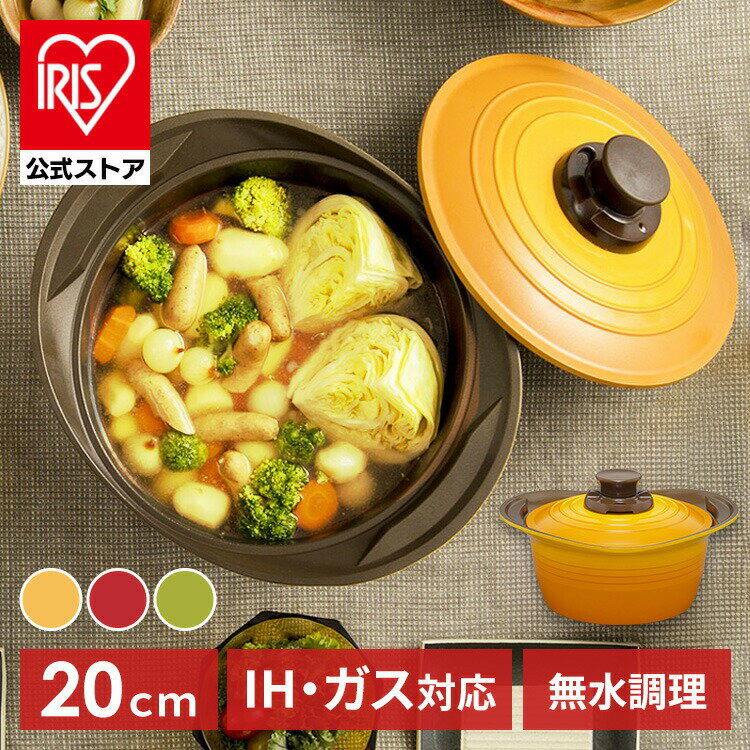両手鍋 20cm おしゃれ IH対応 ガス 鍋 カラー 軽量 無加水鍋 無水調理 炊飯 レシピ MK ...