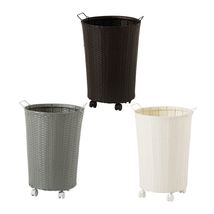 バスケットワゴン RUD-2448DBRランドリーバスケット キャスター ワゴン 脱衣所 カゴ 洗濯カゴ ランドリ..