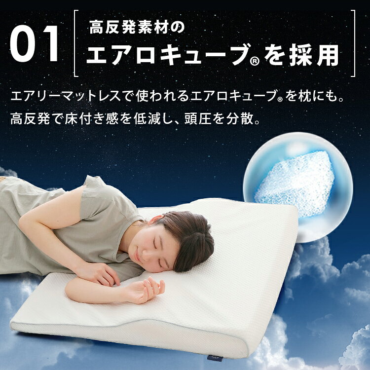 【LINEお友だち登録で最大1,500円OFFクーポン】枕 エアリーピローワイドタイプ 低反発 高反発送料無料 枕 エアリー Airy ピロー エアリーピロー 幅広 低反発 高反発 ウレタン 寝返り フィット APLW-75 APHW-75 ストレートネック 通気性 首こり 肩こり [3]