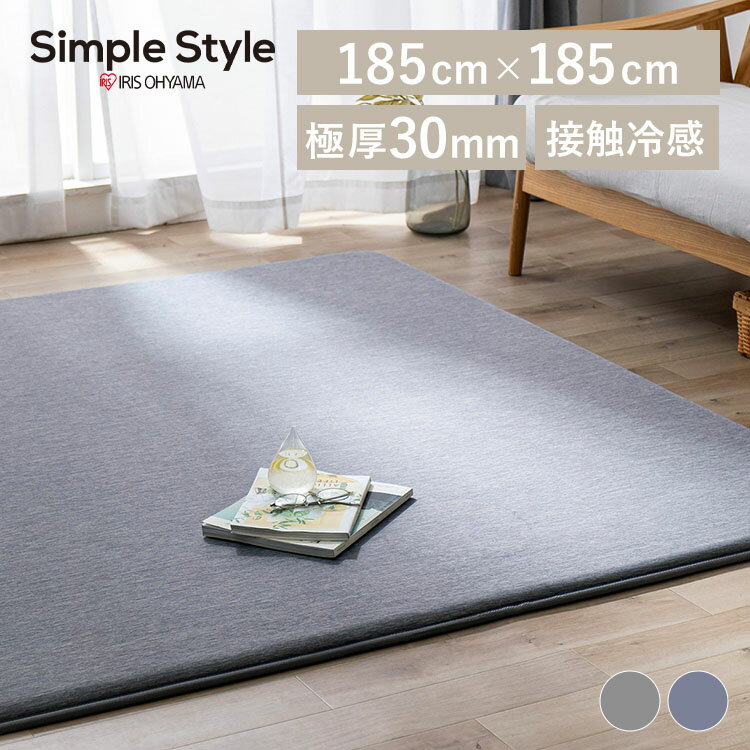 ラグ 冷感ラグ 接触冷感ラグ 夏用 ひんやり ラグマット 2畳 夏用ラグ 夏 185×185 ACR1C-1818 Q-MAX0.33 ひんやりマット 厚手 超極厚 極厚 3センチ 正方形 ウレタン すべり止め カーペット 厚手 絨毯 北欧 おしゃれ マット グレー 新生活 アイリスオーヤマ SimpleStyleのサムネイル
