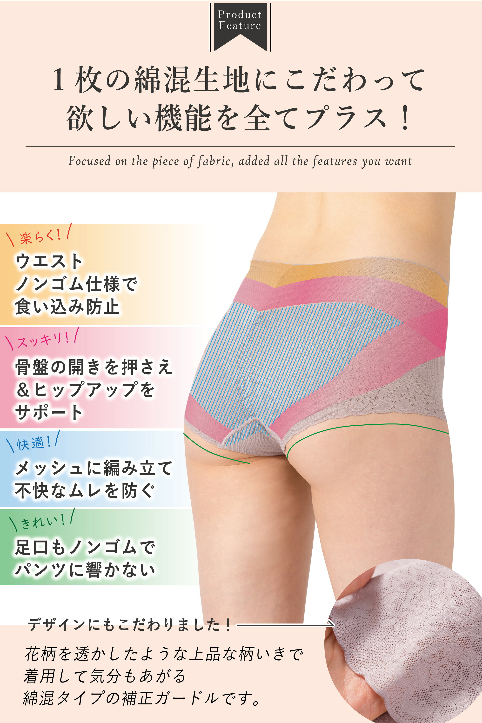 ＼マラソン限定最大300円クーポン配布中！／ ショーツガードル 補正下着 綿混骨盤サポートショーツガードル同色2枚組 総レース ショーツ 骨盤 補正下着 補整下着 補正 ぽっこりお腹 ヒップ 下腹 下着 レディース ガードルショーツ 1枚履き simplelifestyle-10000043 シンプルライフスタイル楽天市場店 サンプル画像3