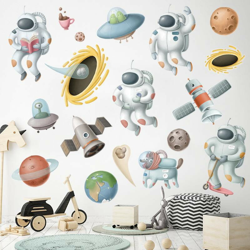 Rakuten - 宇宙飛行士 かわいい ウォールステッカー 壁紙 壁ステッカー キッズ 寝部屋 飾り 室内装飾 童心