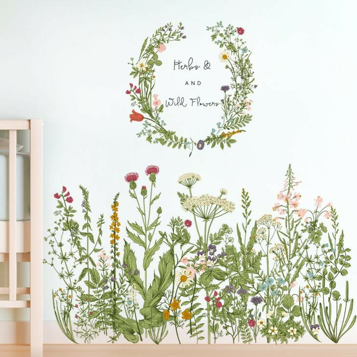 Rakuten - 花輪 ウォールステッカー 壁紙 剥がして貼る 植物 寝部屋 玄関 飾り 壁にはがせる 壁装飾 おしゃれ