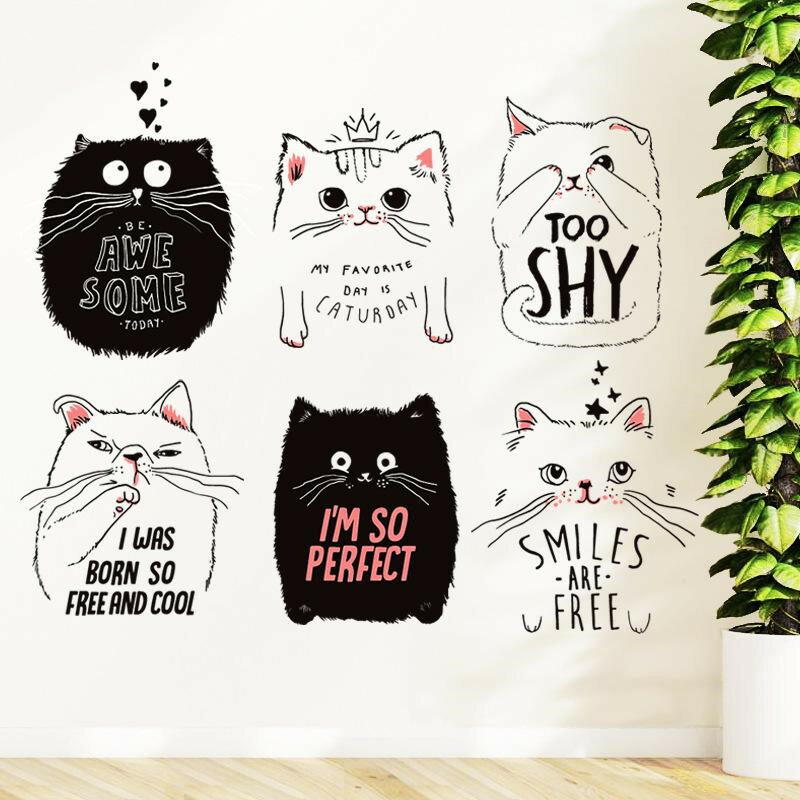 Rakuten - 可愛い 猫ちゃん ウォールステッカー 剥がして貼る キッズ寝部屋 簡約 壁紙 室内装飾 壁ステッカー