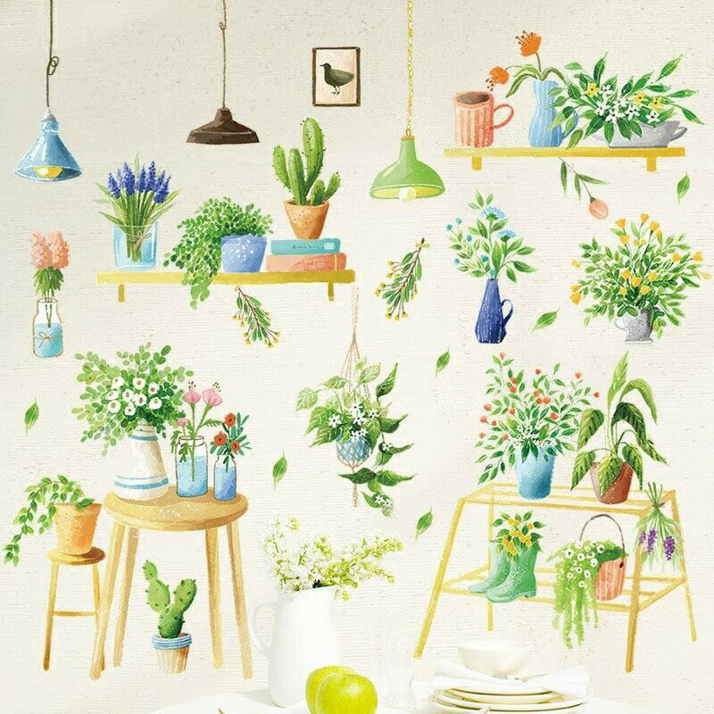 Rakuten - 壁紙 ウォールステッカー 剥がして貼る 心暖まる フレッシュ 寝部屋 はがせる 植物 北欧 文芸風 壁装飾 飾り