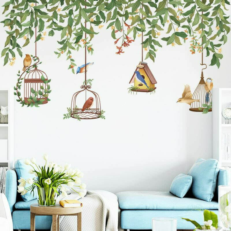Rakuten - INS風 ウォールステッカー剥がして貼る 植物と鳥 自然 フレッシュ 壁飾り はがせる 寝部屋 応接間 心暖まる