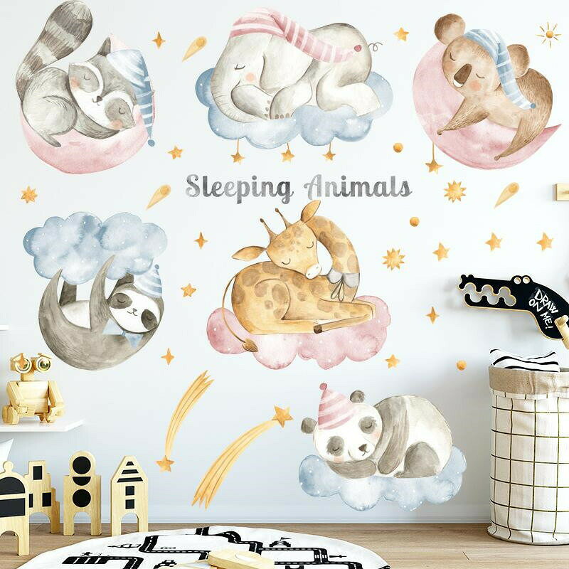 Rakuten - ウォールステッカー 剥がして貼る 可愛い 動物 子供 寝部屋 壁装飾 シール 壁紙 かわいい 幼稚園 童心守り