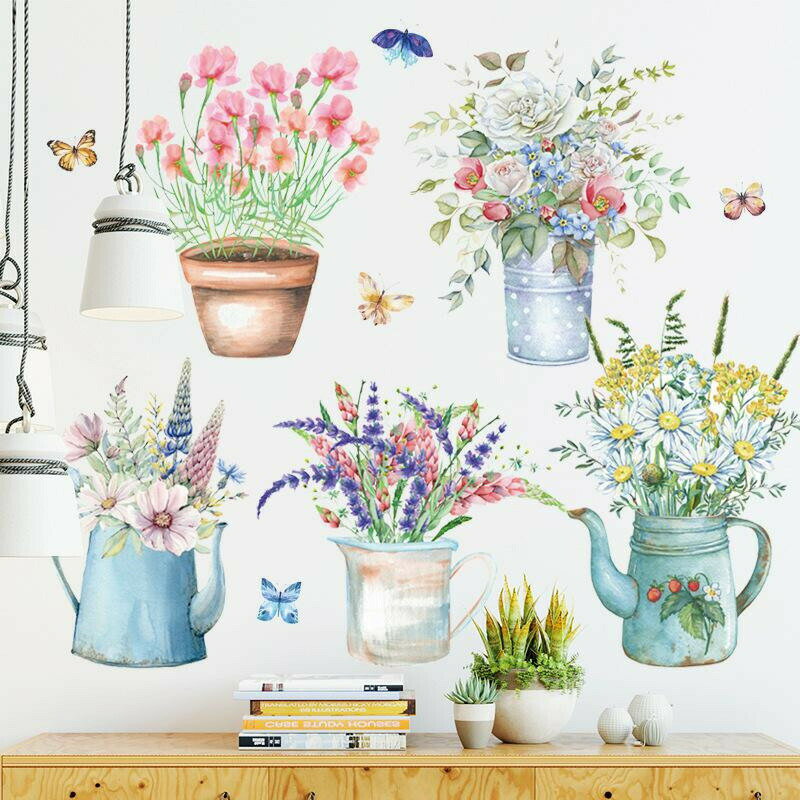 Rakuten - ウォールステッカー 盆栽花 飾り はがせる シール 植物 防水 壁装飾 フレッシュ 応接間 壁紙 おしゃれ