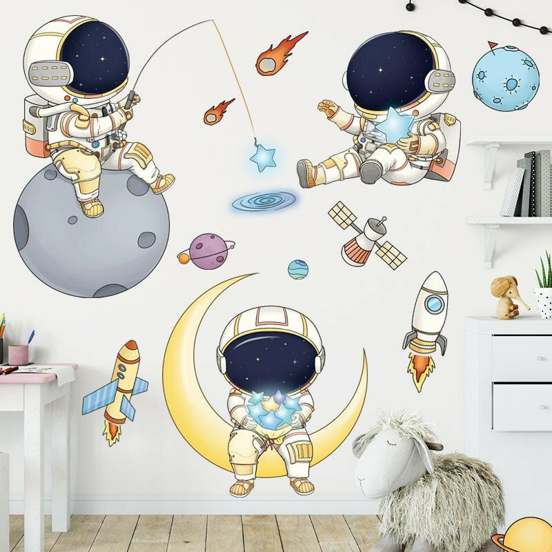 Rakuten - 宇宙飛行士 ウォールステッカー キッズの童心を守る 可愛い 壁紙 剥がして貼る 部屋飾り
