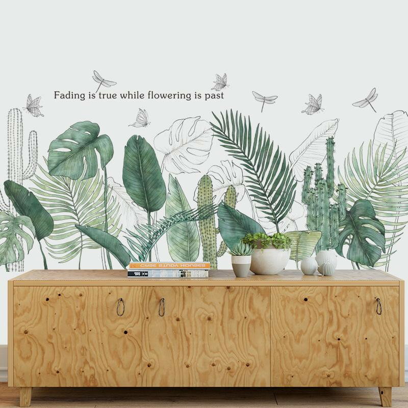Rakuten - ウォールステッカー 剥がして貼る 文芸風 応接間 寝部屋 はがせる 北欧植物 飾り 壁紙