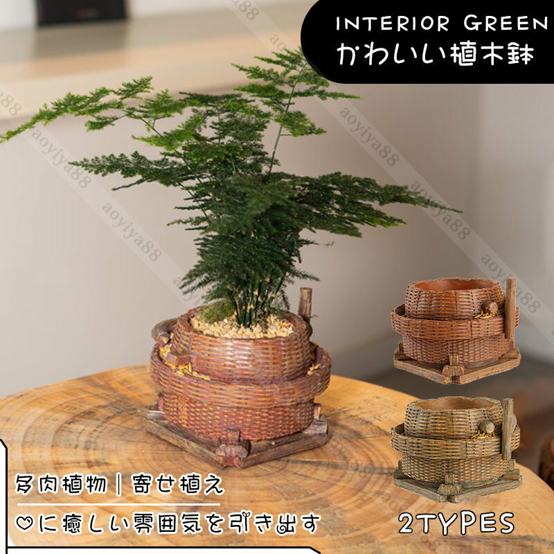 Rakuten - 鉢 植木鉢 おしゃれ レトロ 樹脂製 寄せ植え フラワーポット ガーデンポット サボテン プランター 飾り ヴィンテージ 箱庭 ガーデン