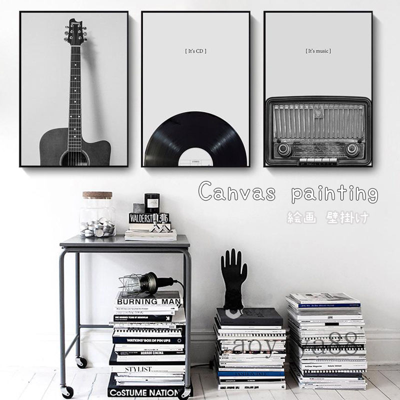 簡約 絵画 壁絵 パネル入り 壁掛け ディスク ギター ヴィンテージ カンバス Canvas painting 現代的 美..