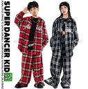 キッズダンス衣装 セットアップ チェックシャツ チェックパンツ ヒップホップ 衣装 子供ダンス服 派手 男の子 ガールズ 韓国 K-POP 赤 黒