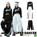 キッズダンス衣装 セットアップ へそ出し トップス ラインパンツ ヒップホップ 衣装 K-POP 韓国 レッスン着 子供ダンス服 派手 hiphop ガールズ ...