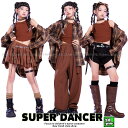 ヒップホップ ダンス衣装 ガールズ K-POP 韓国 キッズダンス衣装 セットアップ チェック柄シャツ スカート パンツ ダンスウェア 子供ダンス服 ブラウン