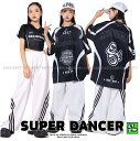 ヒップホップ 衣装 黒 白 キッズダンス衣装 セットアップ 韓国 子供ダンス服 派手 K-POP hiphop 男の子 ガールズ ダンス衣装 キッズ レーサー風...