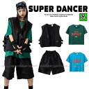 ヒップホップ ダンス衣装 セットアップ フィッシングベスト ハーフパンツ キッズファッション キッズダンス衣装 韓国 K-POP 黒 水色 緑