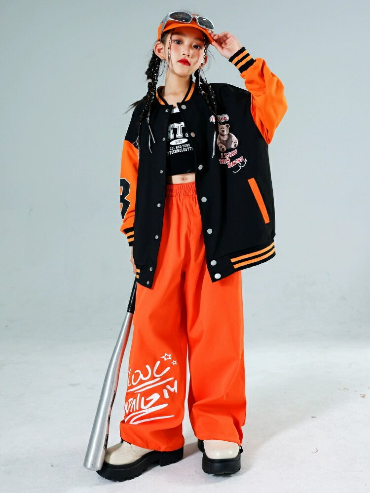 スタジャン ダンス衣装 キッズ ヒップホップ 衣装 ブルゾン 革ジャン 子供ダンス服 キッズダンス衣装 派手 黄色 黒 韓国 K-POP 3