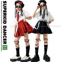 キッズダンス衣装 白 黒 赤 制服 K-POP 韓国 ヒップホップ 衣装 派手 ダンス衣装 キッズ セットアップ ガールズ シャツ スカート ダンス衣装 キッズ