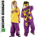 ヒップホップ 衣装 キッズダンス衣装 セットアップ 韓国 子供ダンス服 派手 黄色 紫 K-POP hiphop 男の子 ガールズ ダンス衣装 キッズ Tシャツ...