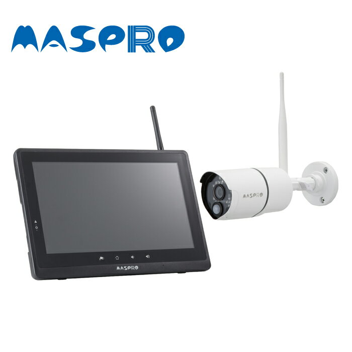 楽天分電盤・架台・ドアホンのザイマMASPRO/マスプロ電工 WC3A10M モニター＆カメラセット（3MP）ワイヤレスカメラセット