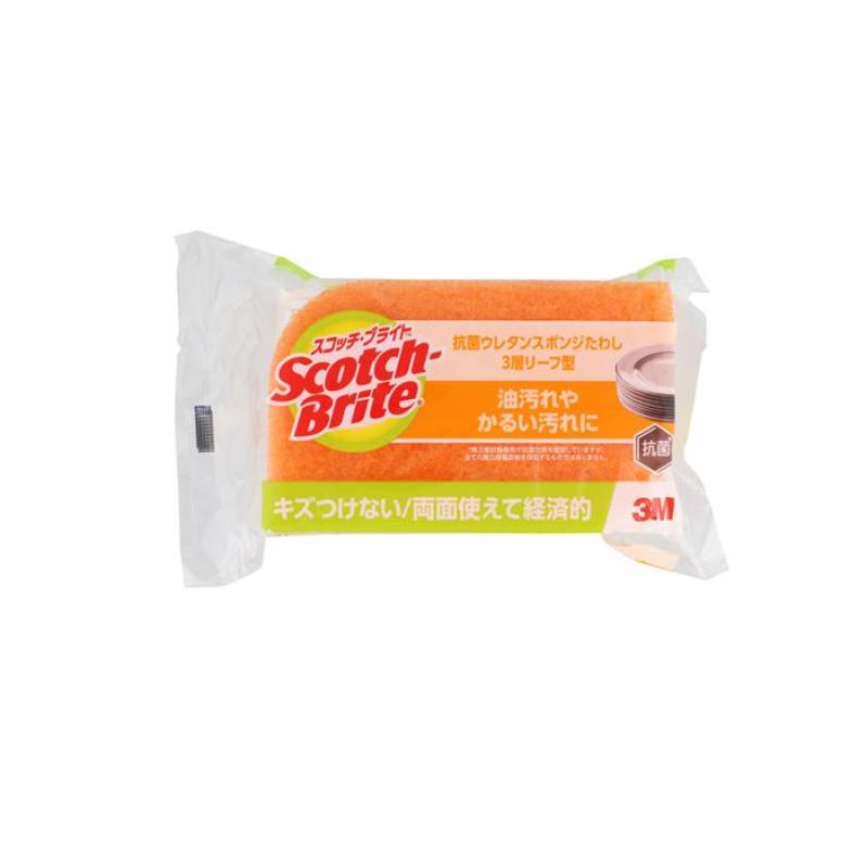 【3980円以上で注文可能】スコッチ・ブライト 抗菌ウレタンスポンジたわし リーフ型/3層 オレンジSS-72..