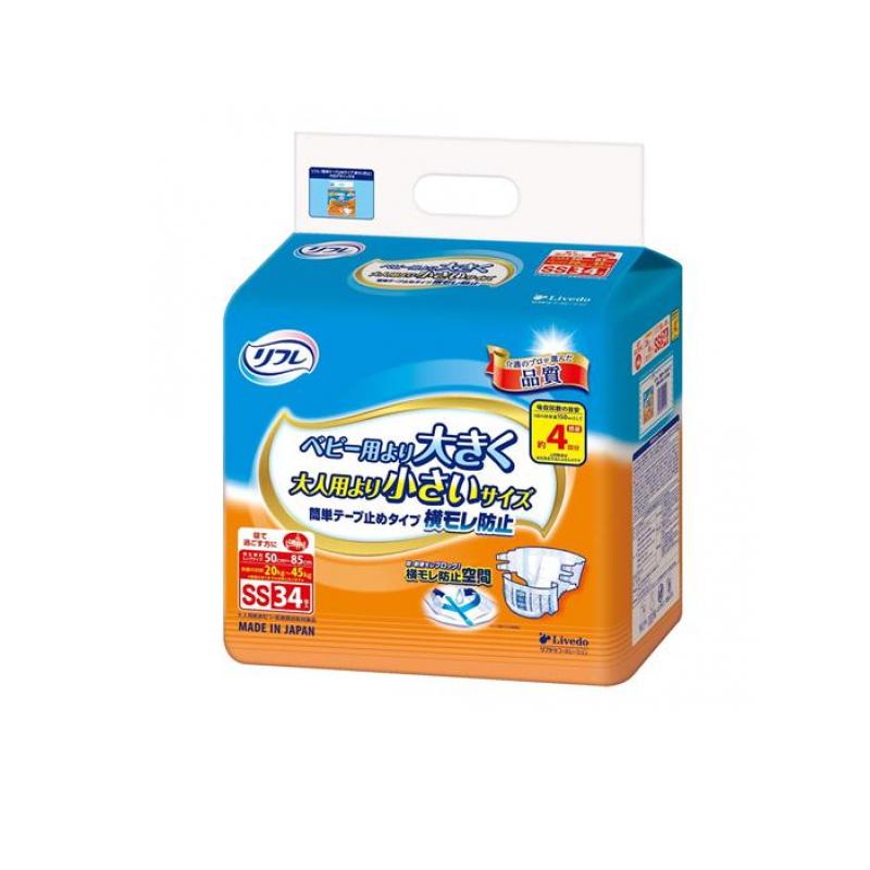【3980円以上で注文可能】リフレ 簡単テープ止めタイプ 横モレ防止 SSサイズ 34枚入