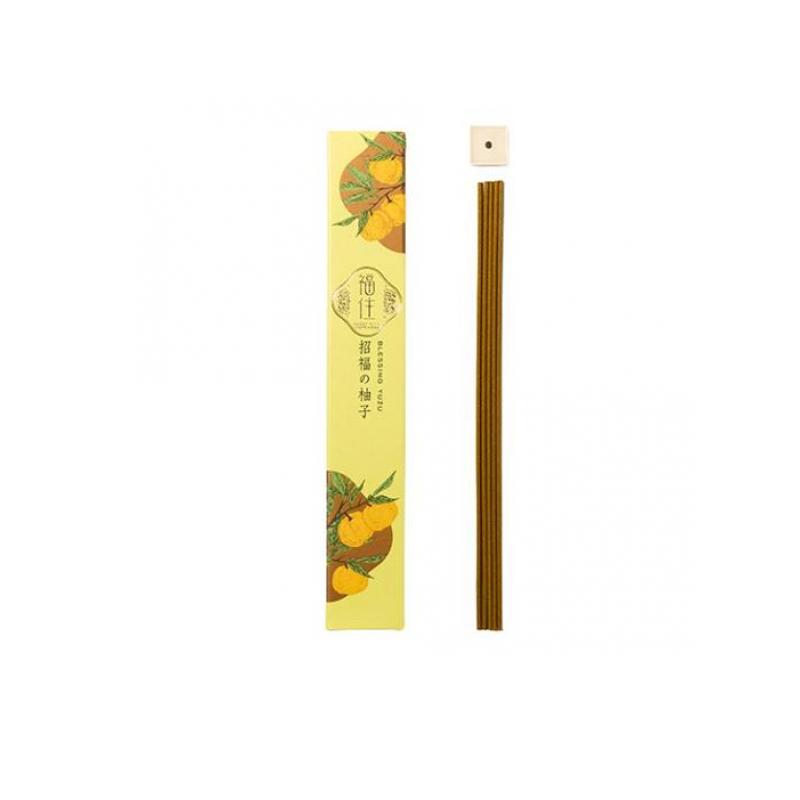 【3980円以上で注文可能】日本香堂 福住 (ふくずみ) 招福の柚子 香立付 40本入