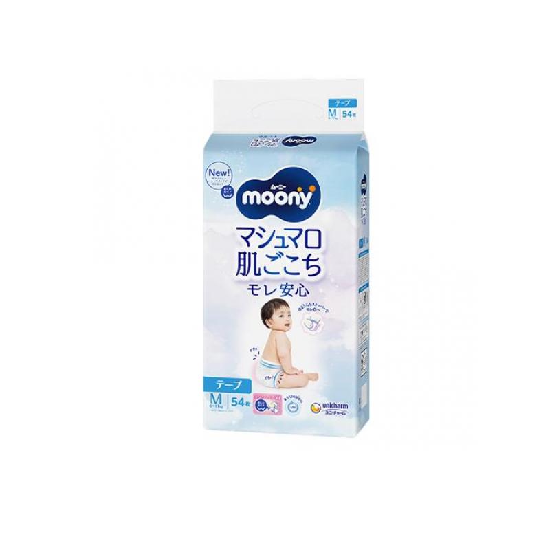 【3980円以上で注文可能】ムーニー マシュマロ肌ごこちモレ安心 おむつ テープ Mサイズ 6～11kg 54枚入