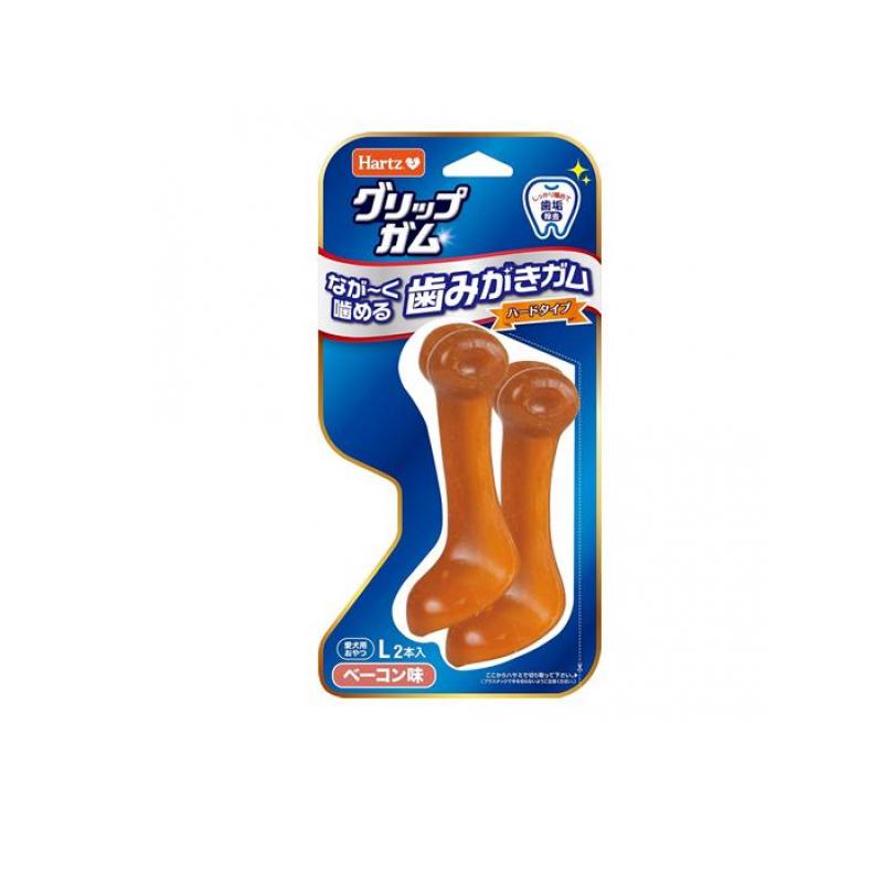 【送料無料！（地域限定）】Hartz(ハーツ) グリップガム 犬用 ベーコン味 L 2本入
