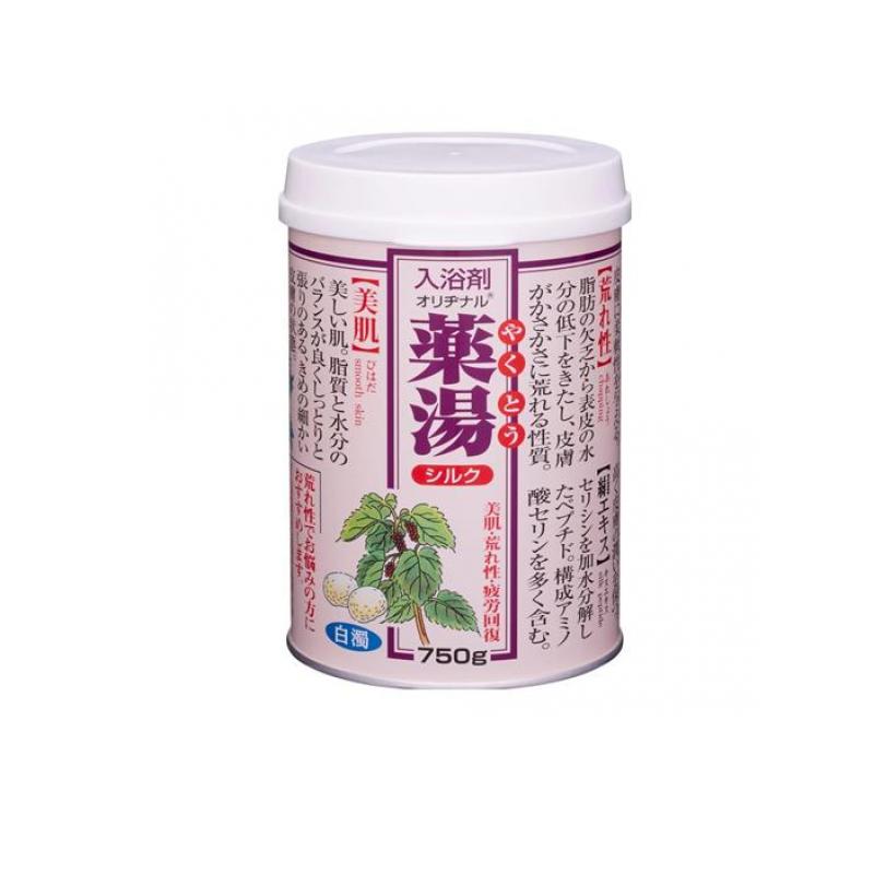 【送料無料！（地域限定）】入浴剤 オリヂナル薬湯 シルク 缶入 750g