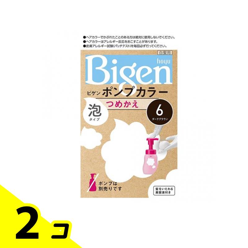 【送料無料！（地域限定）】ビゲン ポンプカラー つめかえ 6 ダークブラウン 1組入 2個セット