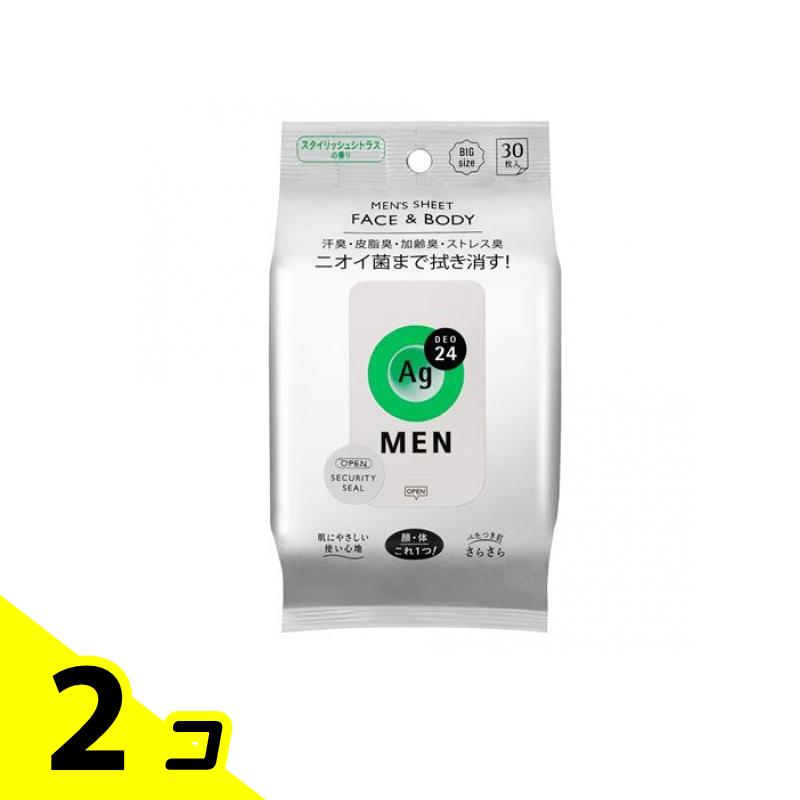 【送料無料！（地域限定）】Ag DEO24 MEN(エージーデオ24メン) メンズシート フェイス&ボディ スタイリッシュシトラス 30枚 2個セット