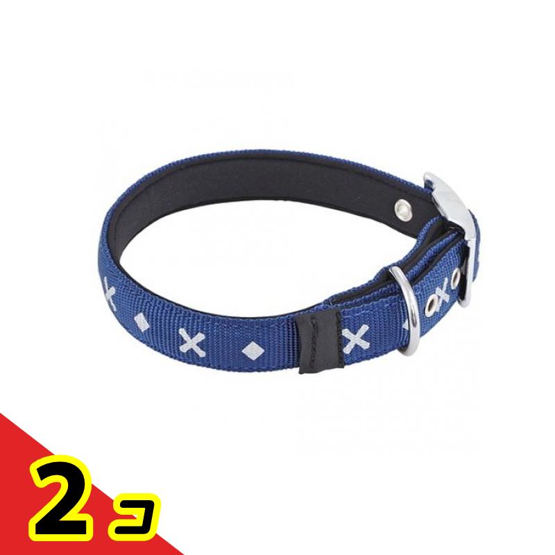 【送料無料！（地域限定）】ペティオ ベーシックプラス クロスダイヤカラー Mサイズ 中型犬用首輪 ブルー 1本入 (W55825) 2個セット
