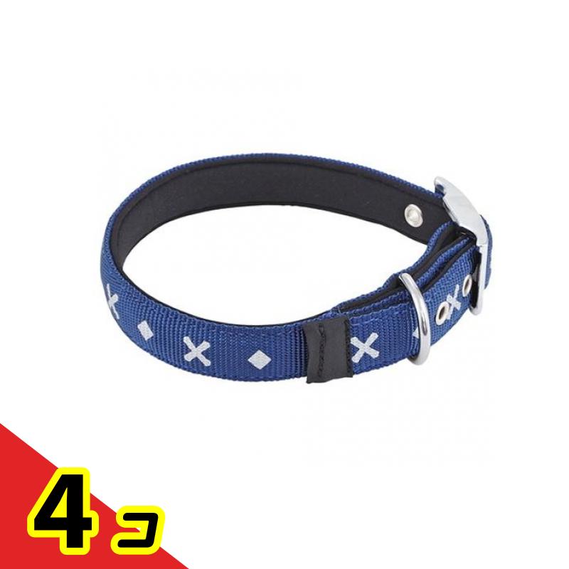 【送料無料！（地域限定）】ペティオ ベーシックプラス クロスダイヤカラー Mサイズ 中型犬用首輪 ブルー 1本入 (W55825) 4個セット