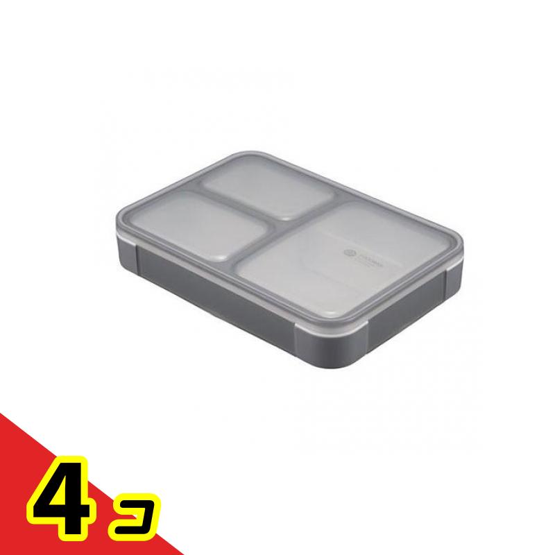 【送料無料！（地域限定）】CB JAPAN (シービージャパン) 薄型弁当箱 抗菌 フードマン 600 600mL (グレー) 4個セット