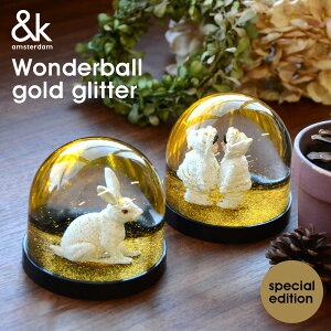 Wonder ball gold glitter ワンダーボールゴールドグリッター 限定モデル スノードーム 輸入雑貨 【あす楽対応可】ギフト クリスマス 飾り 雑貨 北欧 グッズ プレゼント 男の子 女の子 可愛い かわいい おしゃれ 置物 オブジェ うさぎ 腕時計とおもしろ雑貨のシンシア