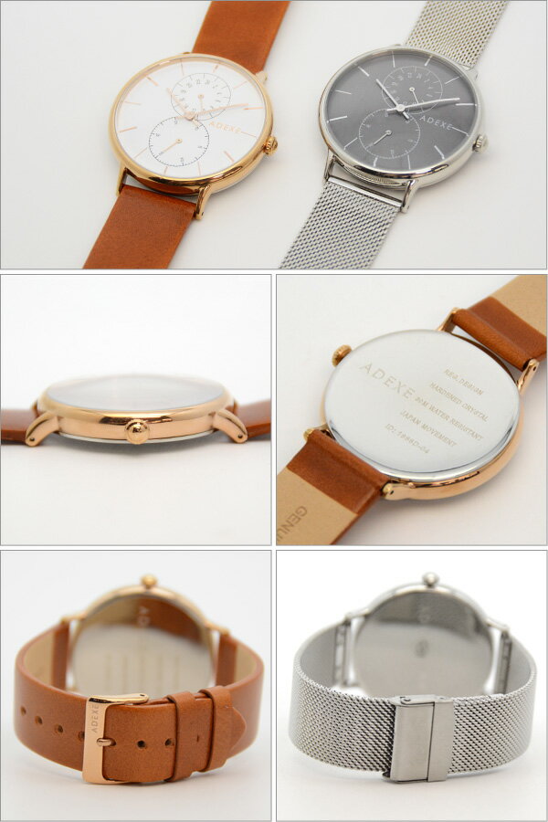 ADEXE アデクス 腕時計 GRANDE-7series 1888D メンズ レディース ユニセックス スモールセコンド 24時間表示 アナログ スエードレザー 日本製ムーブメント シンプル おしゃれ プレゼント ギフト