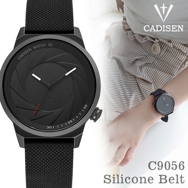 レディース 腕時計 CADISEN オールブラック C9056 シリコンベルト ブランド シンプル プレゼント ギフト