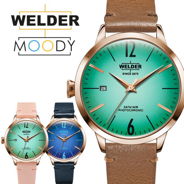 【今週末限定クーポン】腕時計 レディース メンズ WELDER MOODY/ウェルダー ムーディー 38mm ブランド 高級 偏光ガラス レザーベルト 三針 ヨーロッパ ユニセックス プレゼント ギフト WRC107 WRC108 WRC110