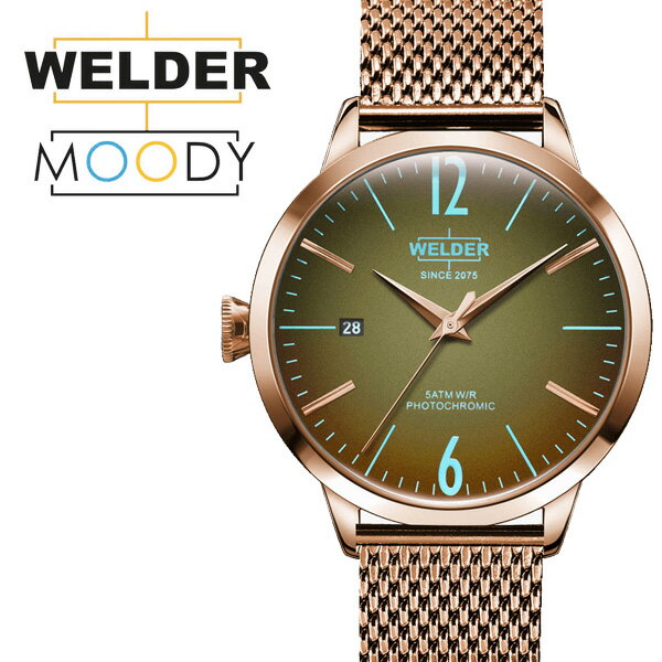 腕時計 レディース メンズ WELDER MOODY/ウェルダー ムーディー 38mm ブランド 高級 偏光ガラス メッシュベルト ローズゴールド 三針 WRC625 プレゼント 贈り物 ギフト