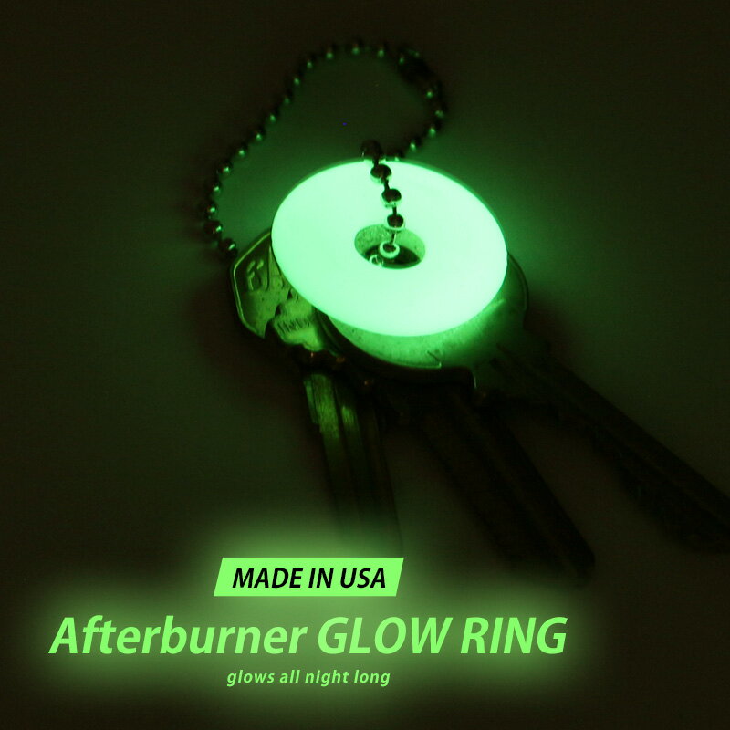 Afterburner GLOW RING アフター バーナー グローリング 蓄光リング 夜光 発光 光る 防災 災害 停電 アクセサリー 鍵 車 アウトドア アウトドアギア キャンプ キーホルダー ジッパー USBドライブ 目印 5個入り 【メール便OK】